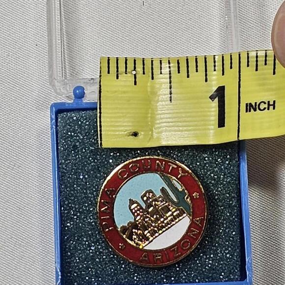 Vintage Pima County Arizona Lapel Pin Hat Vest Red - Picture 3 of 3